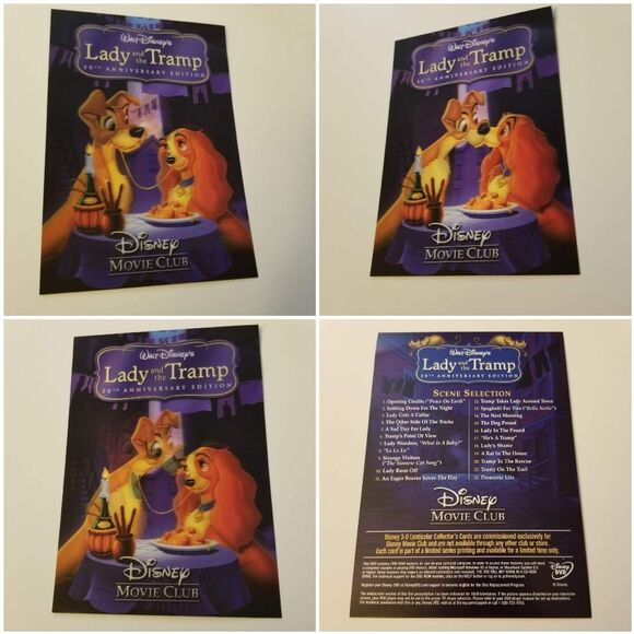 Disney Lady and the Tramp 50th Anniversary Lenticular Card Holgraphic Art Dogs - Picture 1 of 9